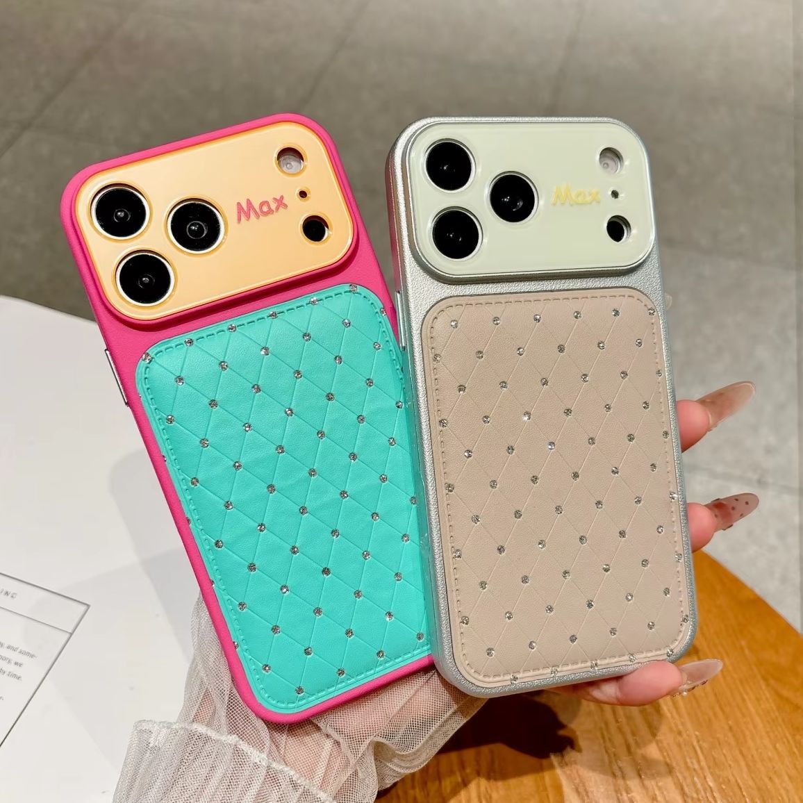 Camera Leather Case - Luksusowe, błyszczące etui na telefon z