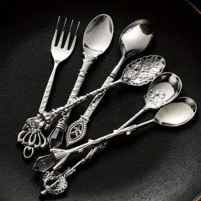 Vintage Collectible Spoons - 6szt Vintage Łyżki Widelec Królewski Styl