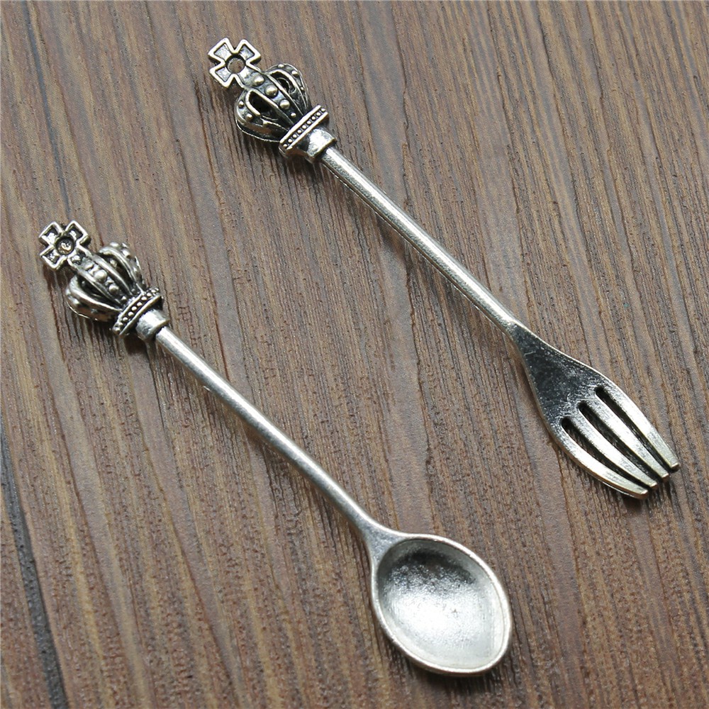 Vintage Collectible Spoons - 10 sztuk antyczne srebro kolor korona